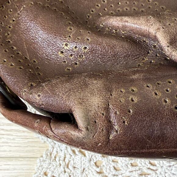 Coach Brown Leather Gold Distressed Hobo Bag Purse McBling Boho Y2k 2000s - Picture 9 of 15